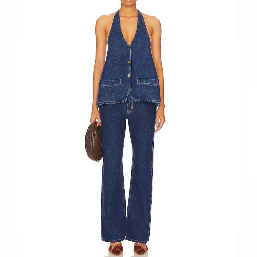 Lioness hills halter and top model jean set in dark denim